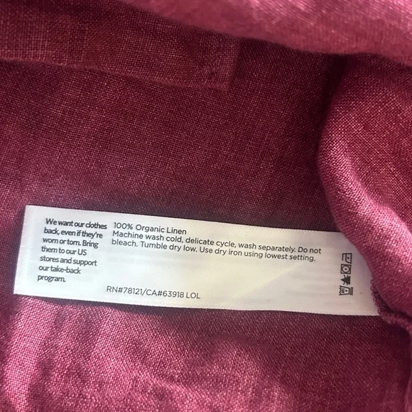 Eileen Fisher Organic Linen Wrap Dress Raspberry vine V-Neck Midi Size 2X - Picture 6 of 9